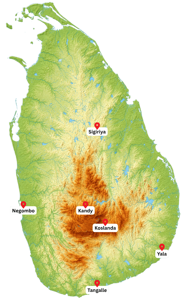 Love in Ceylon Route map